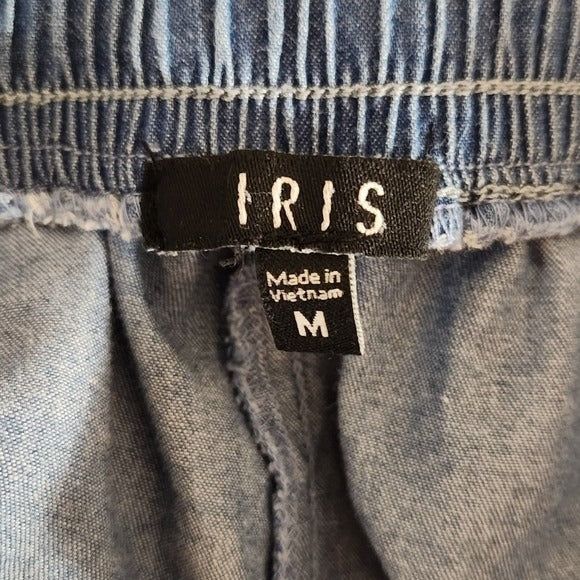 Iris Blue Chambray Pull-on Jogger Pants Size Medium Chambray Joggers