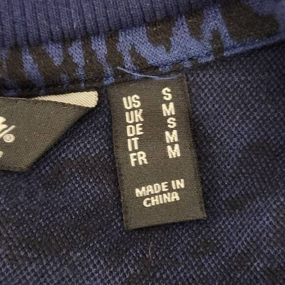 Du Jour Blue Leopard Print Jacket Size Small Zip-Up Sweater Bomber Jacket