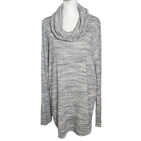 Lou & Grey Gray Cowl Neck Pullover Size Large Heather Gray Tunic