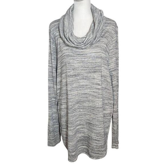 Lou & Grey Gray Cowl Neck Pullover Size Large Heather Gray Tunic