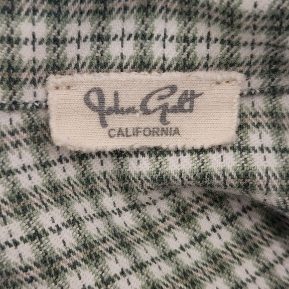John Galt Green Plaid Cropped Button-Up Shirt One Size Green Plaid Crop Top