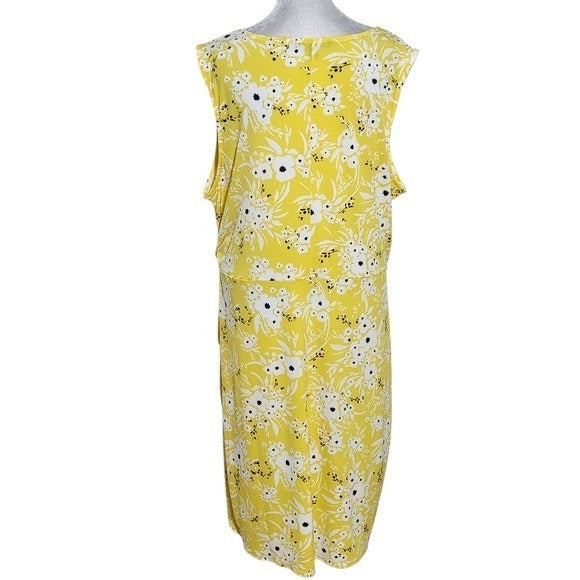 Banana Republic Yellow Floral Wrap Dress Size XL Floral Faux Wrap Dress