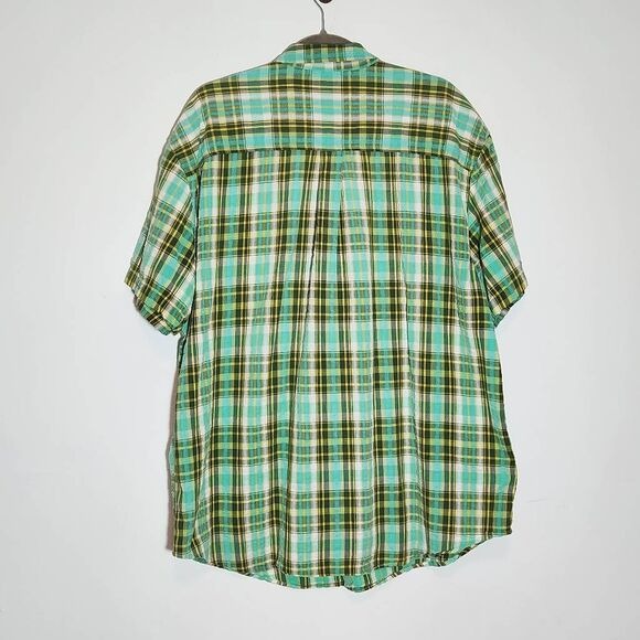 Territory Ahead Green and Yellow Plaid Short-Sleeved Button-Down Shirt Size XL