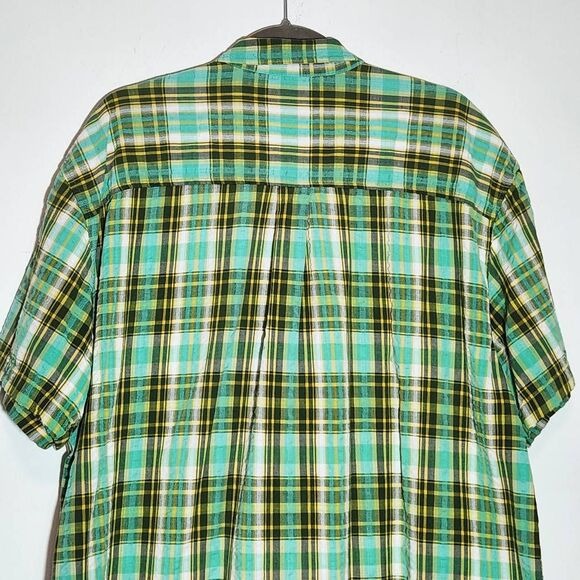 Territory Ahead Green and Yellow Plaid Short-Sleeved Button-Down Shirt Size XL