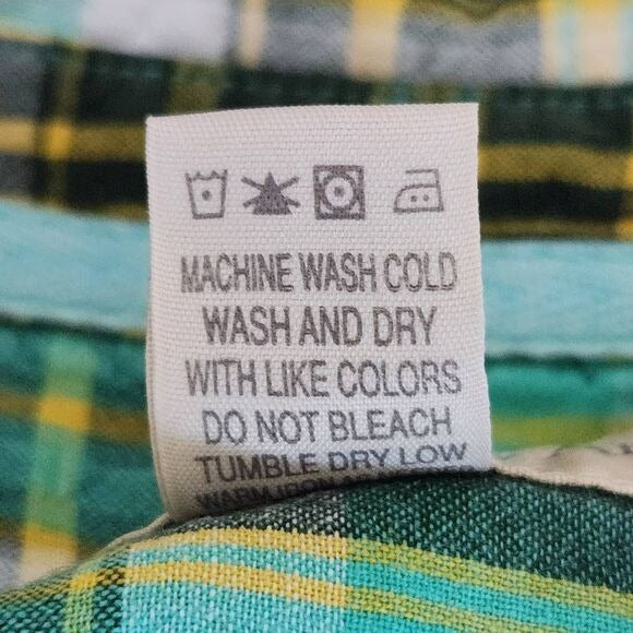 Territory Ahead Green and Yellow Plaid Short-Sleeved Button-Down Shirt Size XL