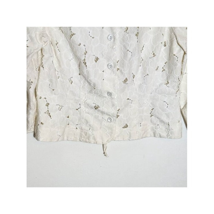 Cabi Cream Lace Button Down Shacket Size Medium