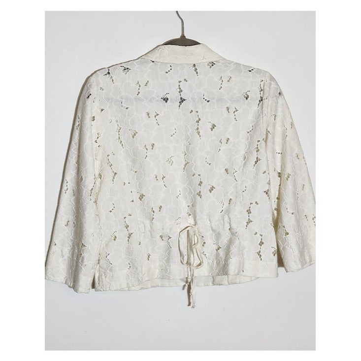 Cabi Cream Lace Button Down Shacket Size Medium