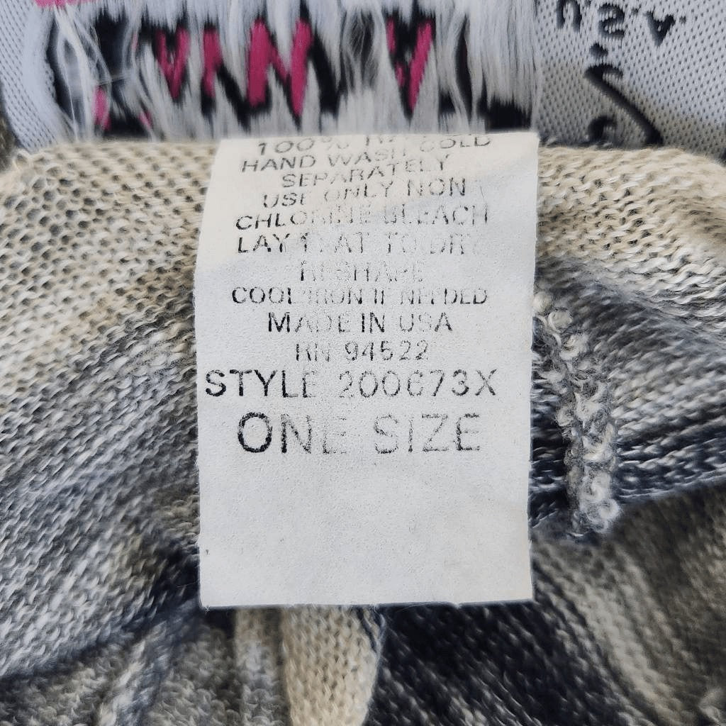 Say What? Navy and Gray Striped Poncho with Fringe Hemline NWOT One Size