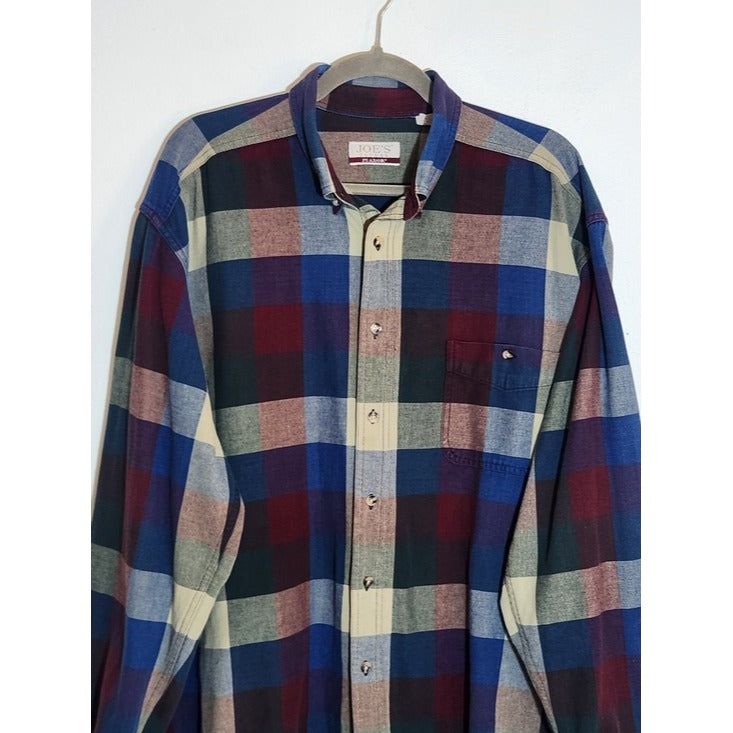 Joe's Casual by Jos A. Bank Blue Plaid Button Down Shirt Size Large