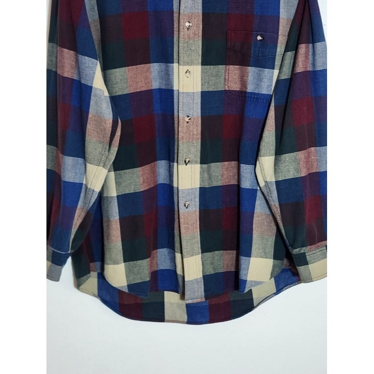 Joe's Casual by Jos A. Bank Blue Plaid Button Down Shirt Size Large