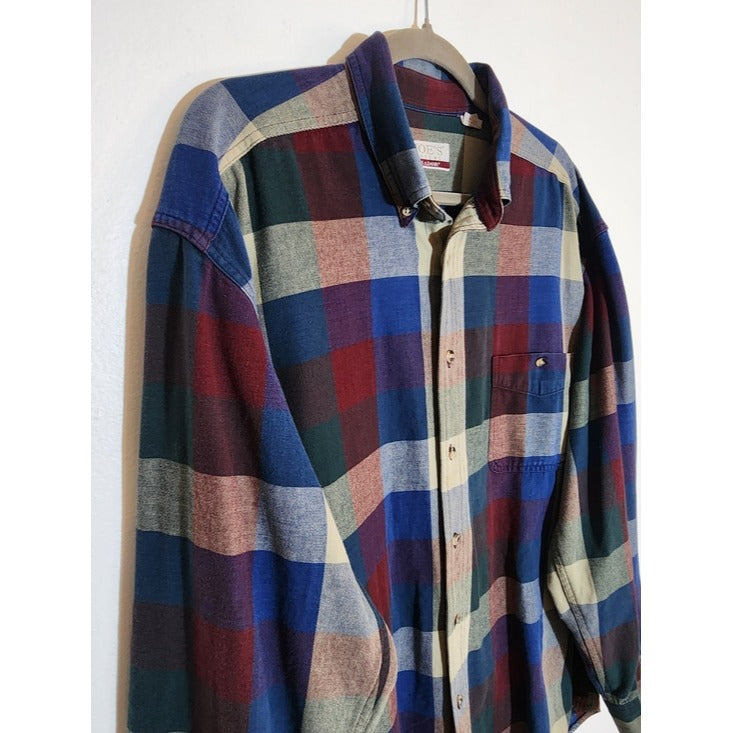 Joe's Casual by Jos A. Bank Blue Plaid Button Down Shirt Size Large
