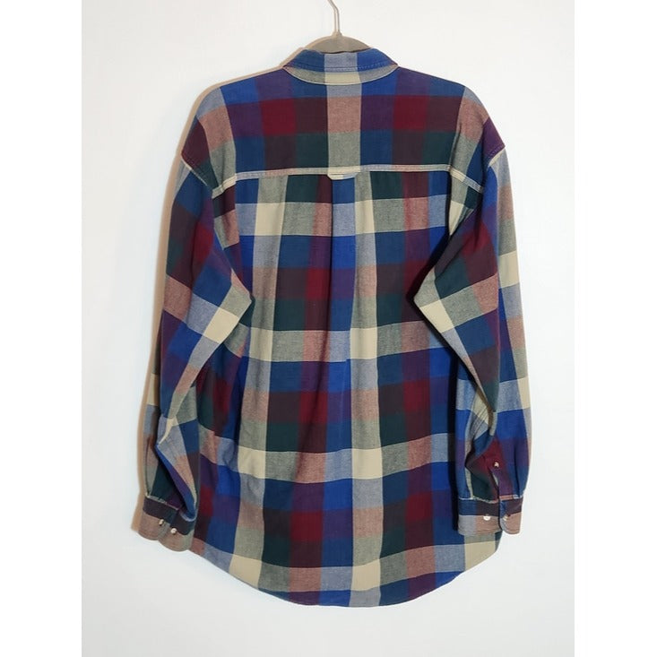 Joe's Casual by Jos A. Bank Blue Plaid Button Down Shirt Size Large