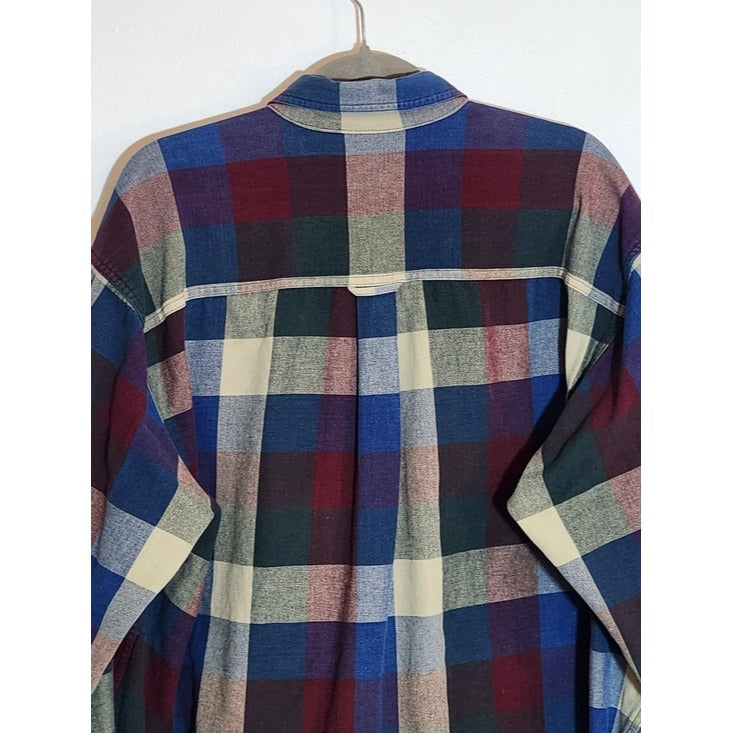 Joe's Casual by Jos A. Bank Blue Plaid Button Down Shirt Size Large