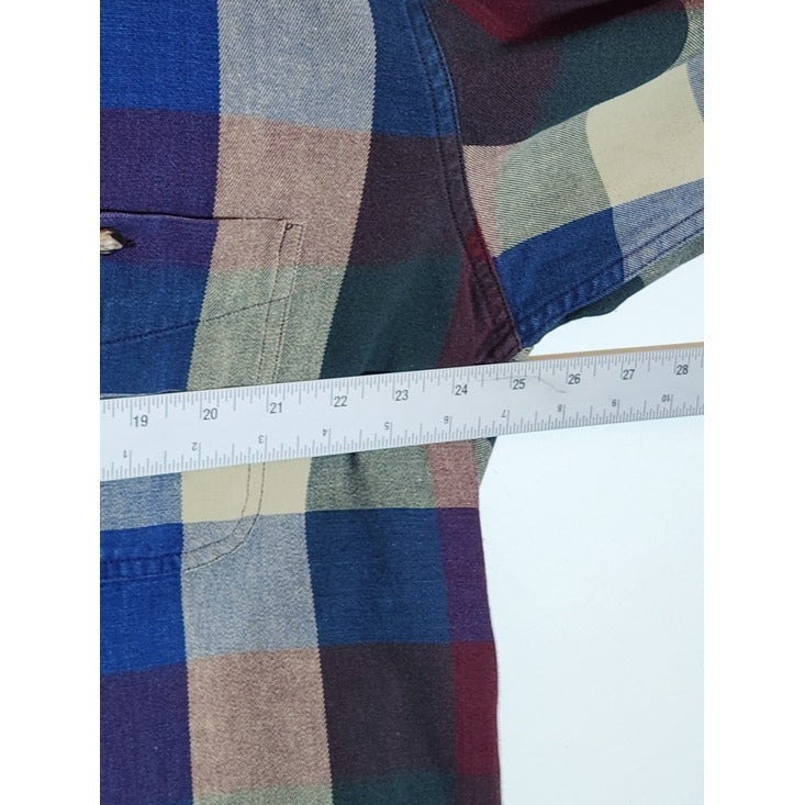 Joe's Casual by Jos A. Bank Blue Plaid Button Down Shirt Size Large