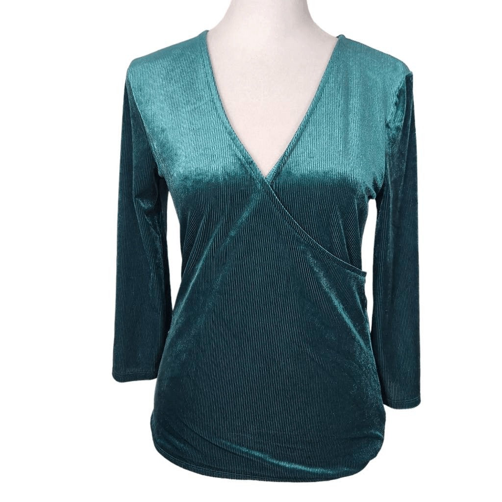 Express Green Velvet Ribbed Wrap Top NWT Size XS Dressy Green Velvet Top