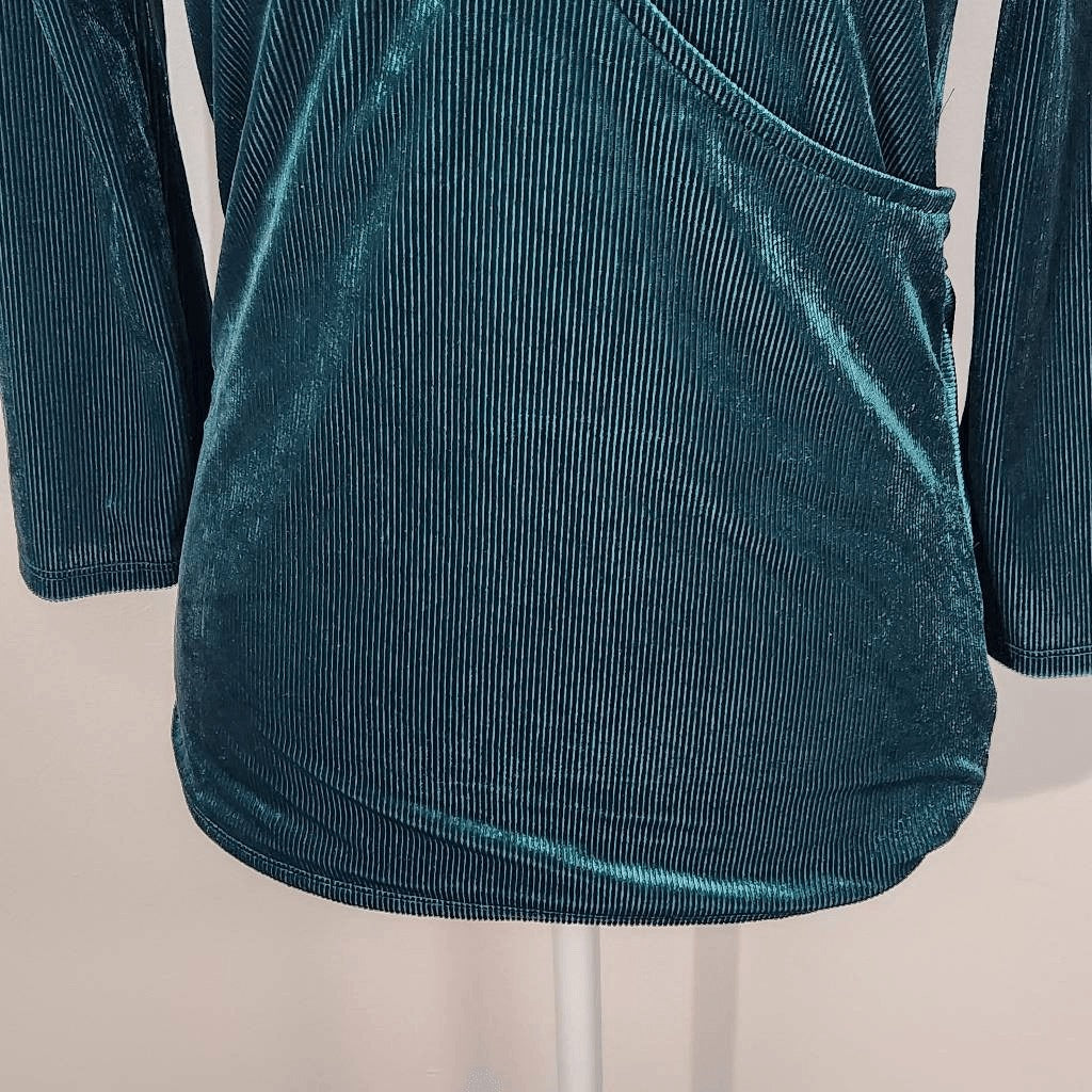 Express Green Velvet Ribbed Wrap Top NWT Size XS Dressy Green Velvet Top