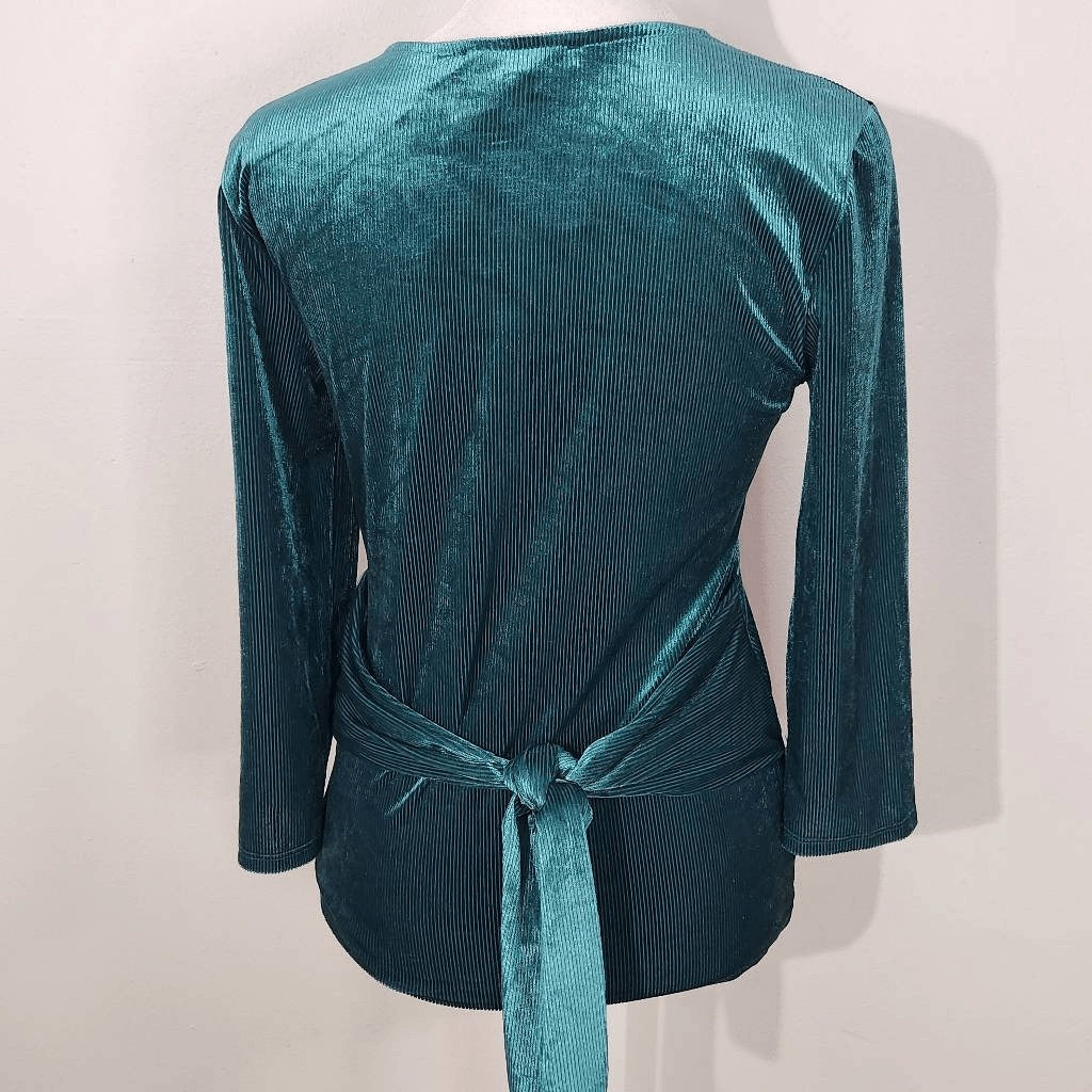 Express Green Velvet Ribbed Wrap Top NWT Size XS Dressy Green Velvet Top
