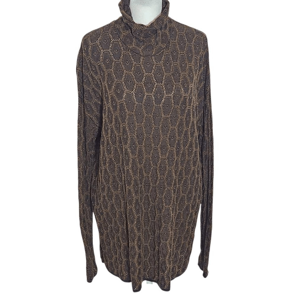 Peruvian Connection Brown Knit Turtleneck Size XS/Small Brown Turtleneck Tunic