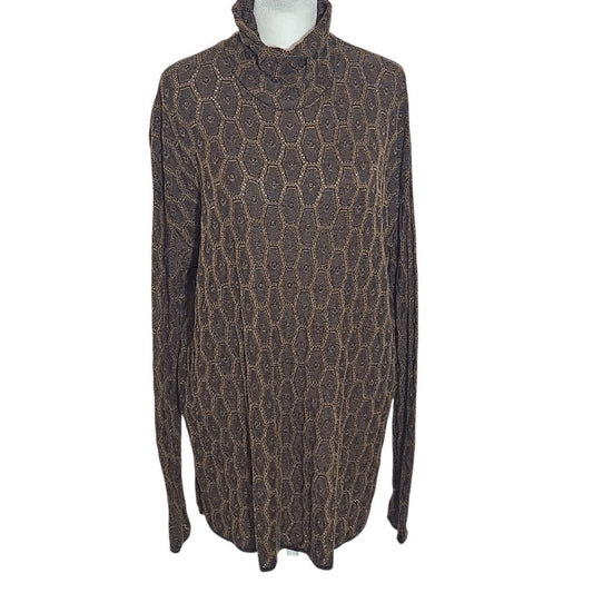 Peruvian Connection Brown Knit Turtleneck Size XS/Small Brown Turtleneck Tunic