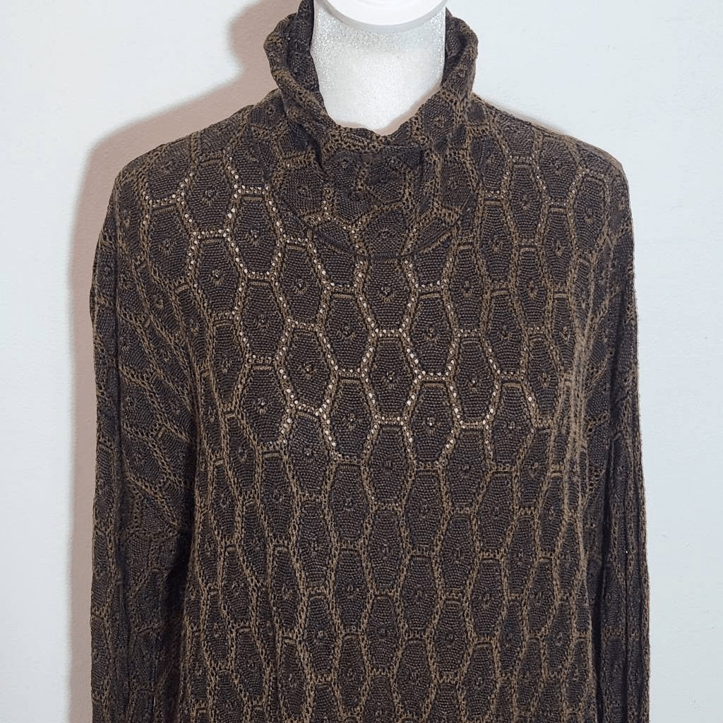 Peruvian Connection Brown Knit Turtleneck Size XS/Small Brown Turtleneck Tunic