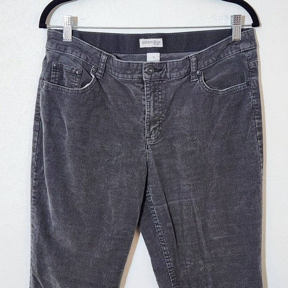 St. John's Bay Straight Leg Gray Corduroy Pants Size 12 Gray Cords