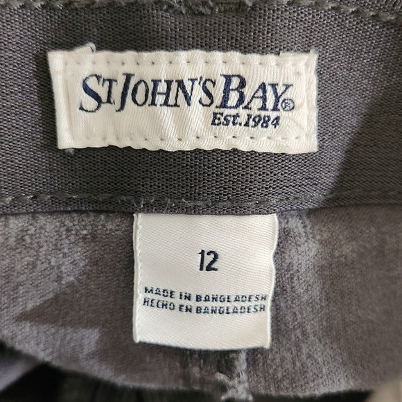 St. John's Bay Straight Leg Gray Corduroy Pants Size 12 Gray Cords