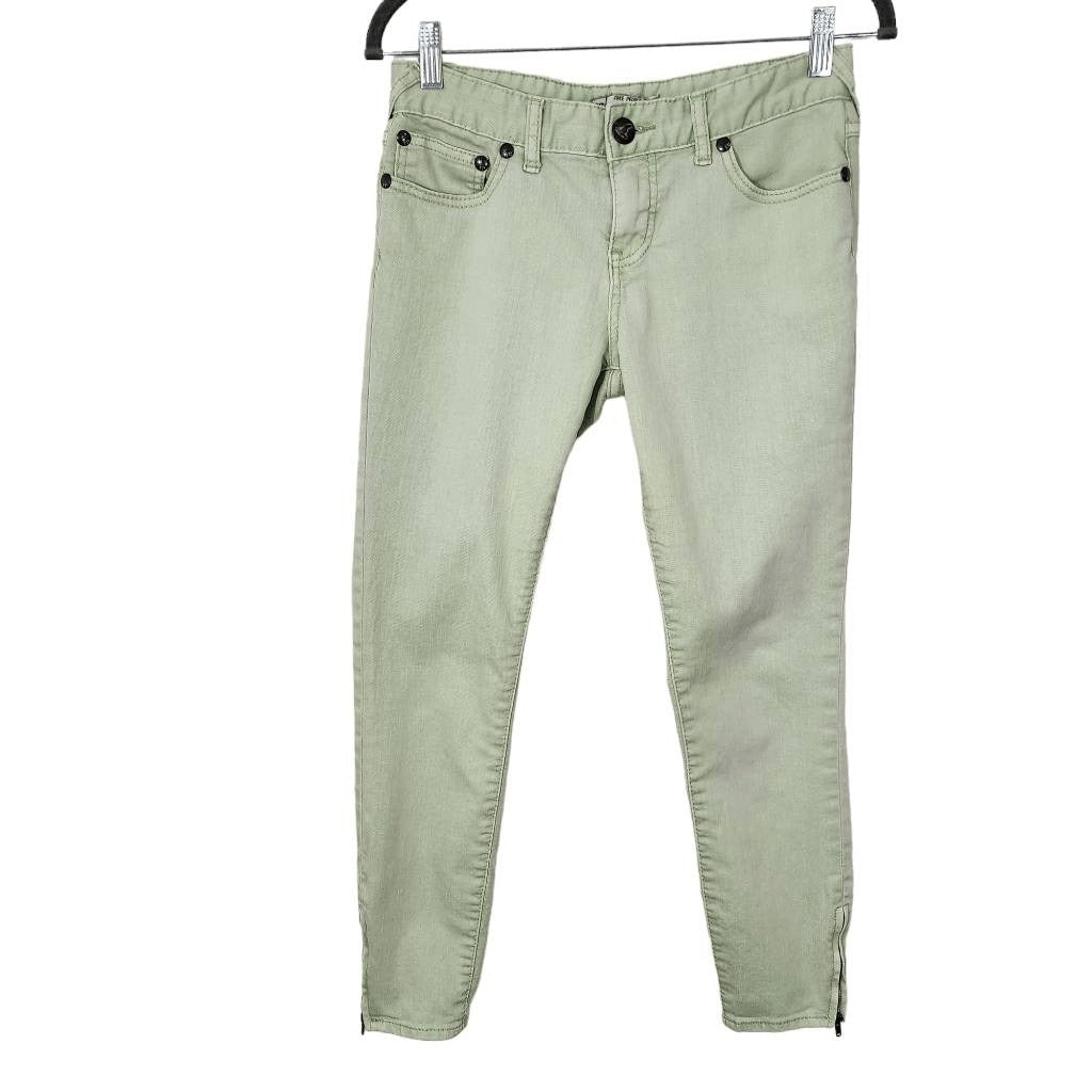 Free People Green Skinny Jeans Size 27 Free People Green Ankle Zip Skinny Denim