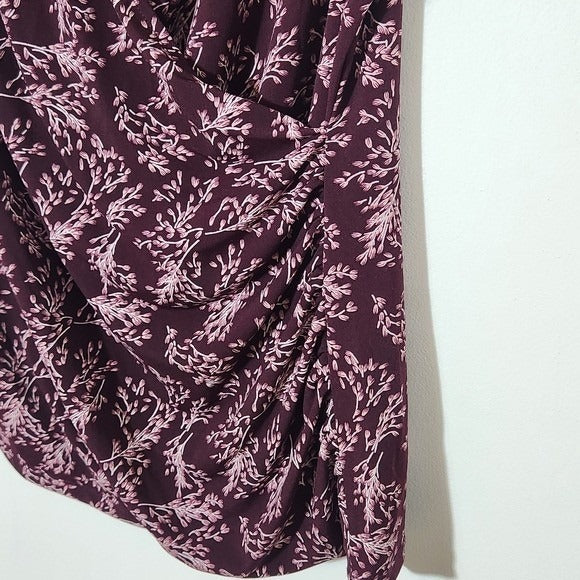 41 Hawthorn Burgundy Floral Print Sleeveless Wrap-Look Top Size Large