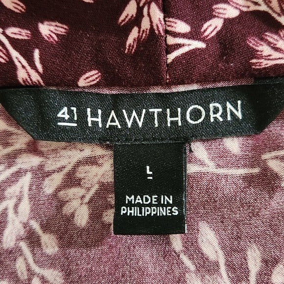41 Hawthorn Burgundy Floral Print Sleeveless Wrap-Look Top Size Large