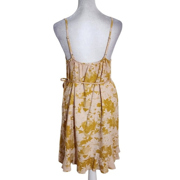 Self Contrast Gold and Blush Pink Print Mini Dress Size Small NWT Wedding Guest