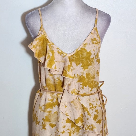 Self Contrast Gold and Blush Pink Print Mini Dress Size Small NWT Wedding Guest