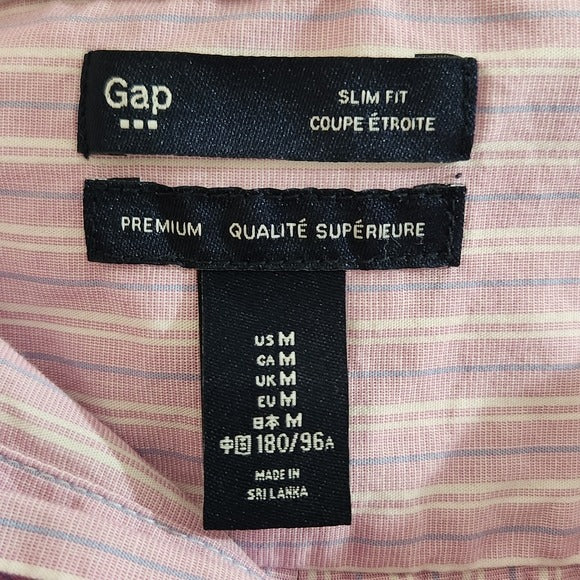 Gap Men's Purple Striped Button Down Shirt Size Medium Purple Slim Fit Shirt