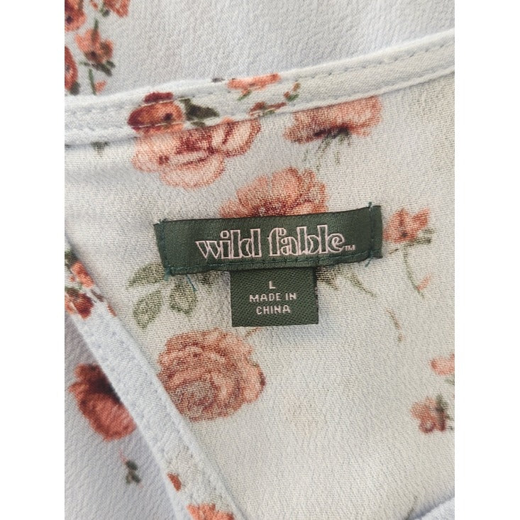Wild Fable Light Blue and Pink Floral Midi Dress with Back Cutout Size Large
