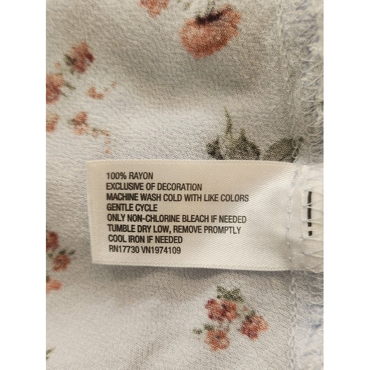 Wild Fable Light Blue and Pink Floral Midi Dress with Back Cutout Size Large