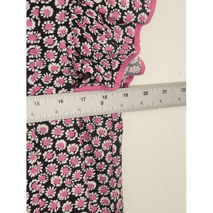 Umgee Pink and Black Floral Ruffle Cap Sleeve Mini Dress Size Small NWT