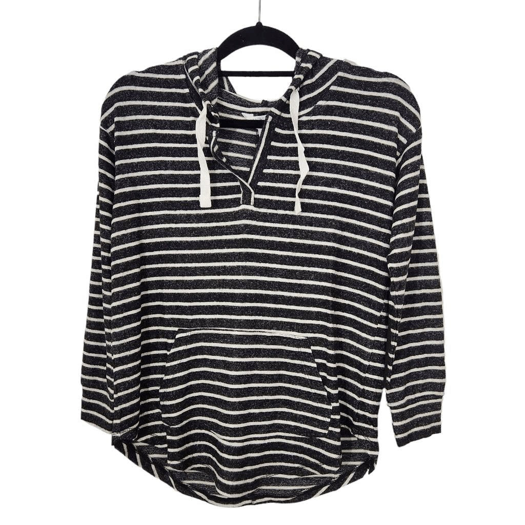 Market & Spruce Striped Hoodie NWT Size XS Petite Black and White Hoodie
