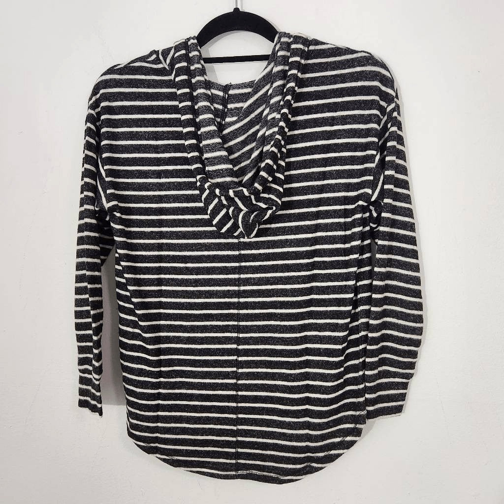 Market & Spruce Striped Hoodie NWT Size XS Petite Black and White Hoodie