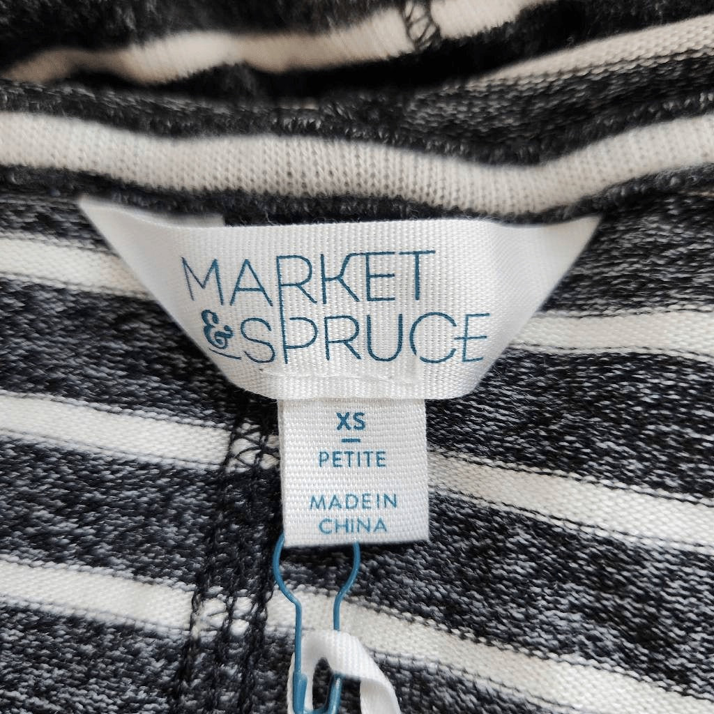 Market & Spruce Striped Hoodie NWT Size XS Petite Black and White Hoodie