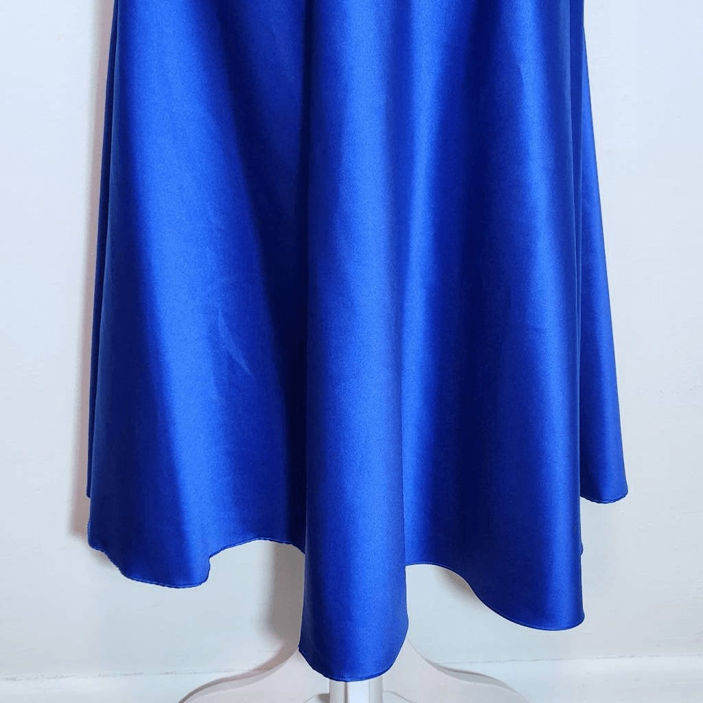 David's Bridal Sleeveless Blue Satin Dress Size 12 Blue Wedding Guest Dress