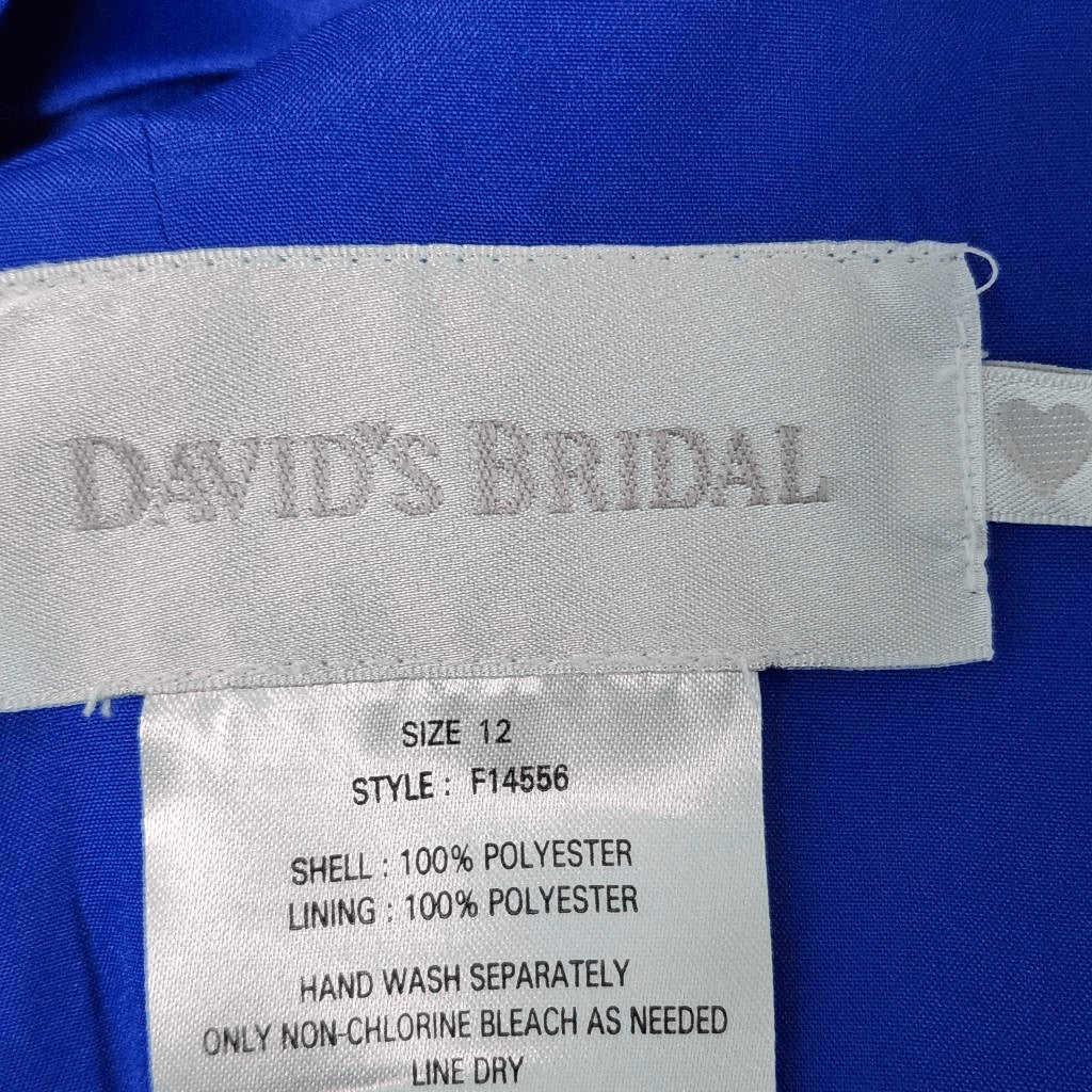 David's Bridal Sleeveless Blue Satin Dress Size 12 Blue Wedding Guest Dress