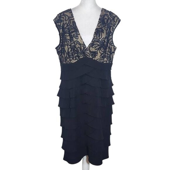 Jessica Howard Black and Nude Cocktail Dress Size 16 Wedding Guest Dress