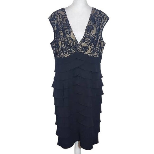 Jessica Howard Black and Nude Cocktail Dress Size 16 Wedding Guest Dress