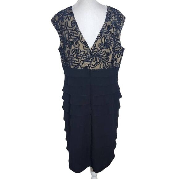 Jessica Howard Black and Nude Cocktail Dress Size 16 Wedding Guest Dress
