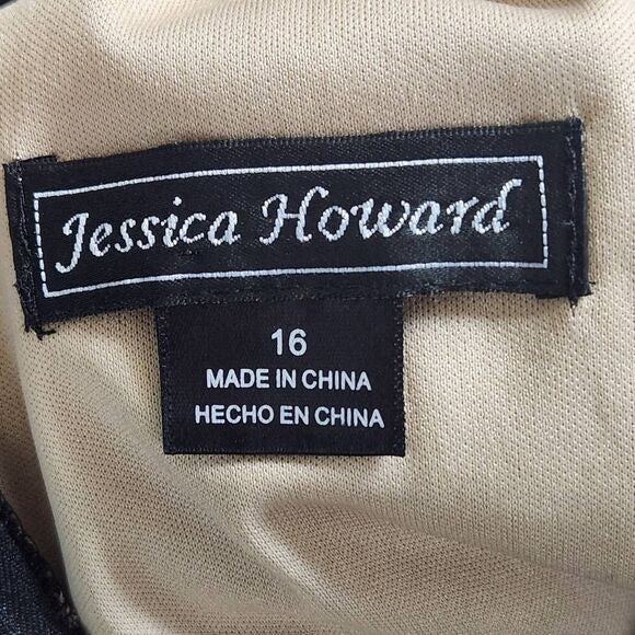 Jessica Howard Black and Nude Cocktail Dress Size 16 Wedding Guest Dress