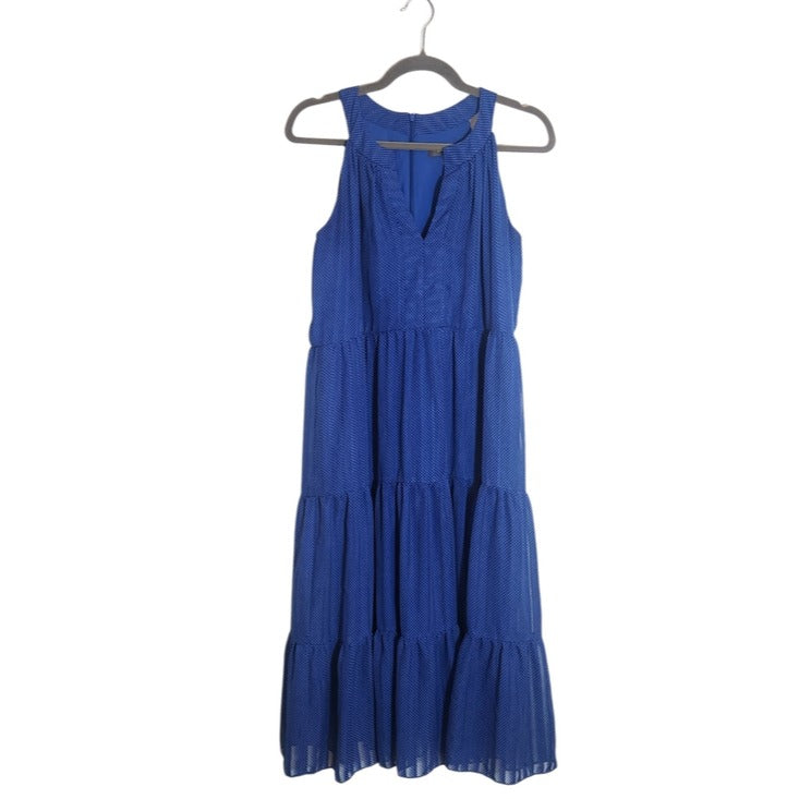 Melonie T Blue Polka Dot Tiered Midi Dress Size 16