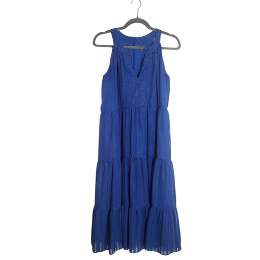 Melonie T Blue Polka Dot Tiered Midi Dress Size 16