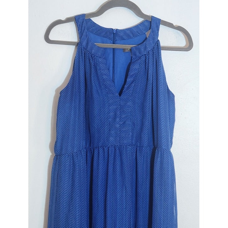 Melonie T Blue Polka Dot Tiered Midi Dress Size 16