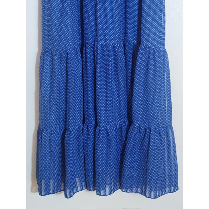 Melonie T Blue Polka Dot Tiered Midi Dress Size 16