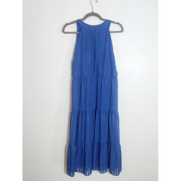 Melonie T Blue Polka Dot Tiered Midi Dress Size 16