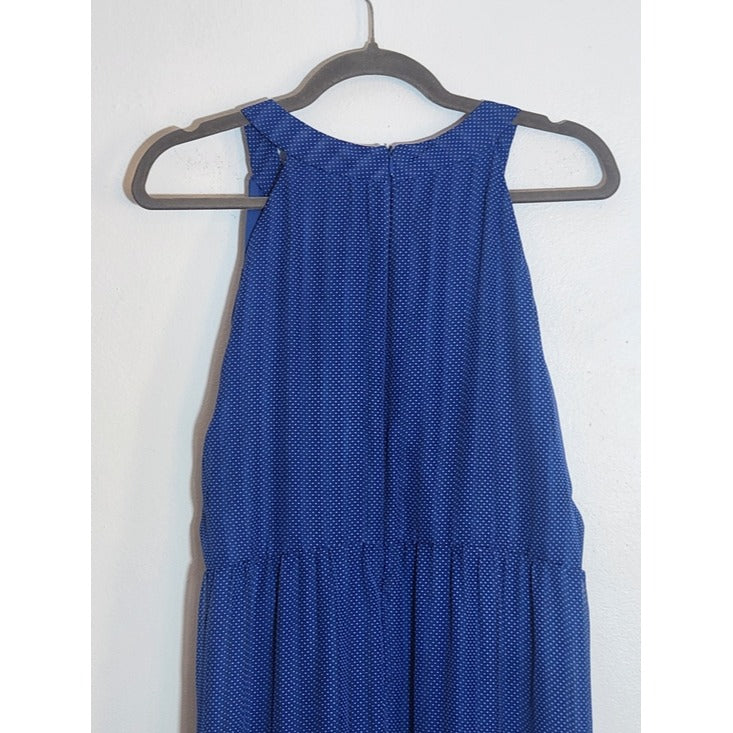 Melonie T Blue Polka Dot Tiered Midi Dress Size 16